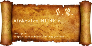 Vinkovics Milán névjegykártya