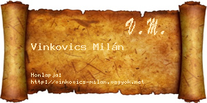 Vinkovics Milán névjegykártya