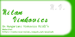 milan vinkovics business card